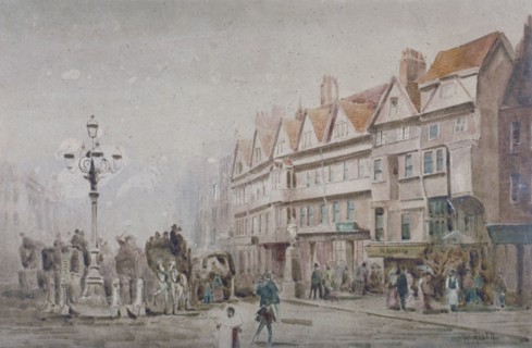 View east along the south side of Holborn and Stable Inn, London, 1860. Artist: W Allen