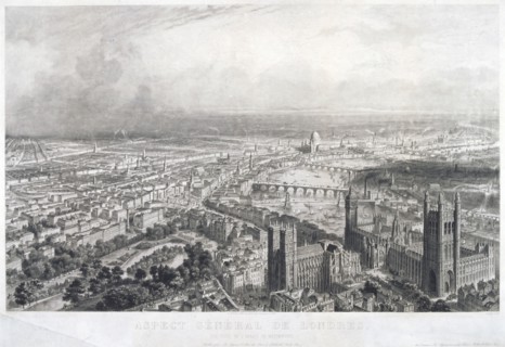Aerial view of London, 1850. Artist: A Appert