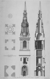 Plans, elevations and section of the Church of St Mary-le-Bow, Cheapside, City of London, 1725. Artist: Sir Christopher Wren