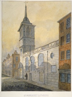 South-east view of the Church of St Margaret Lothbury, City of London, 1815. Artist: William Pearson