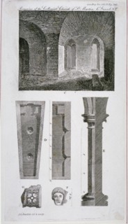 Interior view of the remains of the Church of St Martin's le Grand, City of London, 1818. Artist: John Chessell Buckler