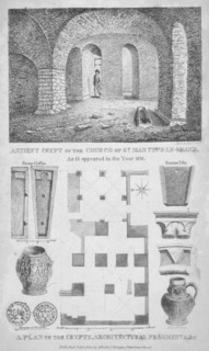 Interior view of the remains of the Church of St Martin's le Grand, City of London, 1825. Artist: AJK