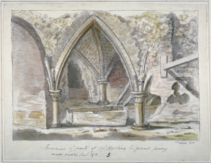 Remains of the Church of St Martin's le Grand, City of London, 1815. Artist: Thomas Prattent