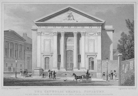 St Mary's Roman Catholic Church, Moorfields, City of London, 1827. Artist: Thomas Barber
