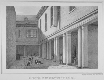 View of the cloisters of the Merchant Taylors' School, City of London, 1860. Artist: Maclure, Macdonald, Macgregor