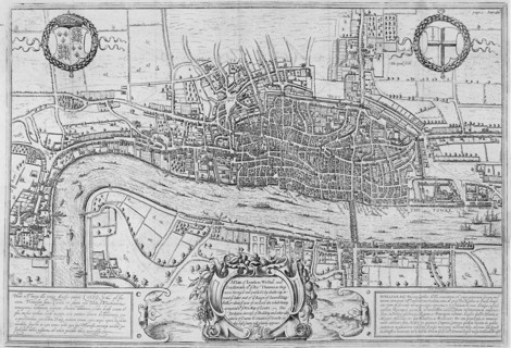 Map of the City of London and City of Westminster in c1600, 1708. Artist: Anon