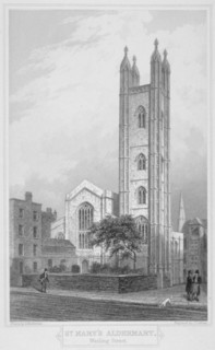 Church of St Mary Aldermary, City of London, 1839. Artist: John Le Keux