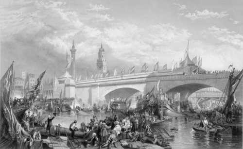 The opening of London Bridge by King William IV and Queen Adelaide, 1831. Artist: Anon