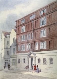 Residence of Titus Oates, Oat Lane, City of London, 1845. Artist: Frederick Napoleon Shepherd