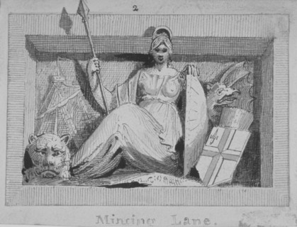 Sculptural panel in Mincing Lane, City of London, 1815. Artist: Anon