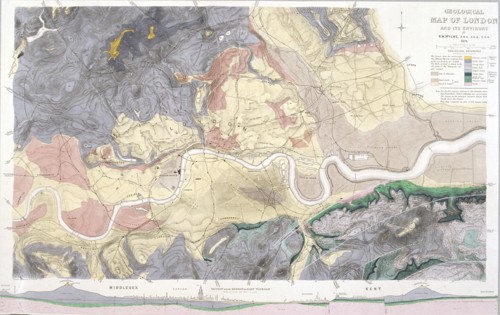 Geological map of London and the surrounding area, 1871. Artist: T Walsh