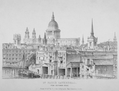 St Paul's Cathedral from Southwark Bridge, City of London, 1835. Artist: Anon