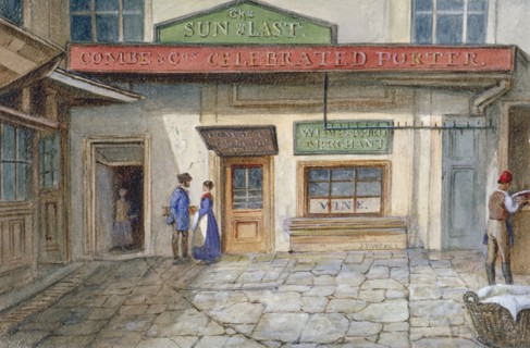 View of the Sun and Last inn in Newgate Market, Paternoster Square, City of London, 1867. Artist: JT Wilson