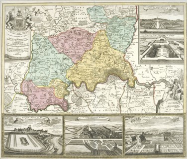 Map of London and surrounding counties, 1710. Artist: Anon