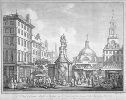 View of the Stocks Market in Poutry, City of London, in the year 1738 (1752). Artist: Henry Fletcher