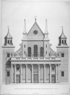 West front of the old St Paul's Cathedral, 1630s (1714). Artist: Hendrick Hulsbergh