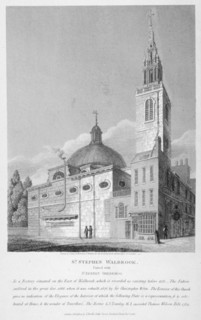 North-west view of the Church of St Stephen Walbrook, City of London, 1813. Artist: Joseph Skelton