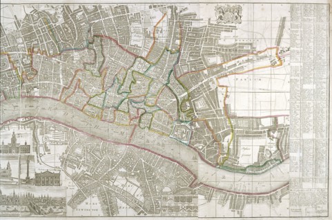Map of Westminster, the City of London, Southwark and surrounding areas, 1743. Artist: Anon