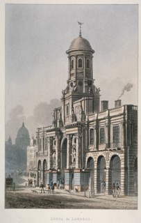 South front of the Royal Exchange, City of London, 1821. Artist: Anon