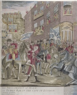 The proclamation of peace at Temple Bar, London, 29 April 1802. Artist: Anon