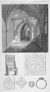 Interior view of the porch of St Sepulchre Church, City of London, 1819. Artist: J Swaine