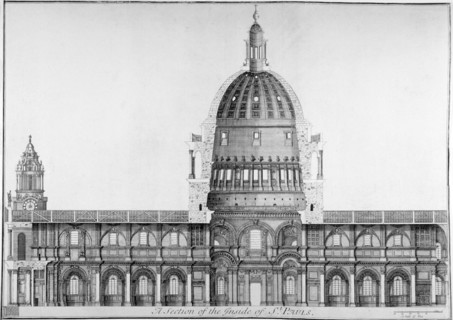 Longitudinal section of St Paul's Cathedral, City of London, 1720. Artist: Anon
