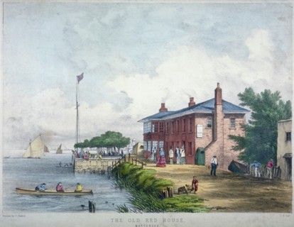 View of the Red House Inn on the banks of the River Thames, Battersea, London, 1850. Artist: Anon