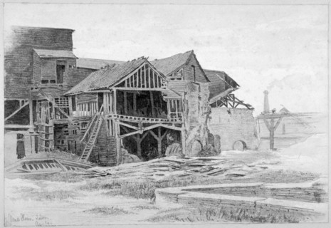 View of the old lime works, Nine Elms, Battersea, London, 1875. Artist: Philip Howard