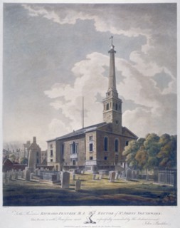 View of the Church of St John Horsleydown, Bermondsey, London, 1799. Artist: John William Edy