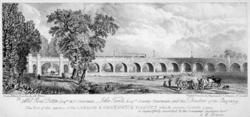 London and Greenwich Viaduct, Bermondsey, London, 1835. Artist: Chapman & Co