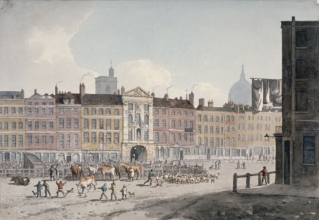 Smithfield Market, City of London, 1810. Artist: George Shepherd