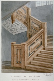 Staircase in a house on Whitecross Street, London, 1871. Artist: Charles James Richardson