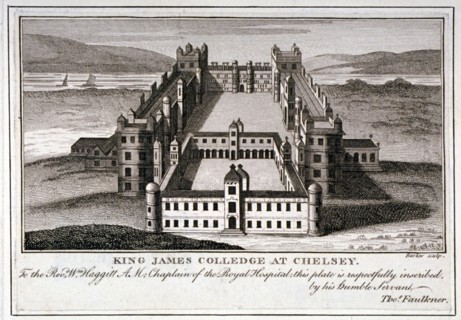 Bird's-eye view of King James's College, Chelsea, London, c1800. Artist: John Barlow