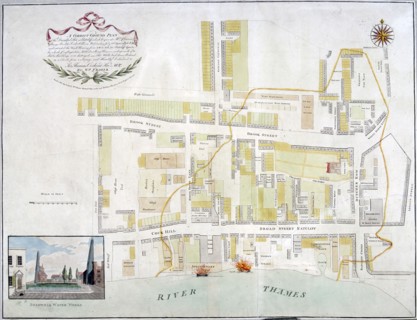 Plan of the fire that took place at Ratcliff in Stepney, London, in 1794. Artist: Anon