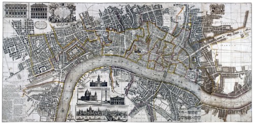 Map of the City of London, City of Westminster, River Thames, Lambeth and Southwark, 1736. Artist: Anon