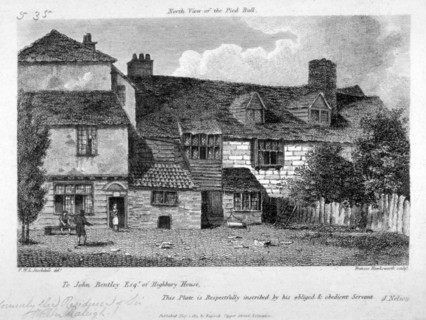 North view of the Old Pied Bull Inn, Essex Road, Islington, London, 1811. Artist: Francis Hawksworth
