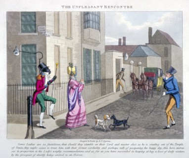 View of the corner of Soho Square and Sutton Street, Westminster, London, c1825. Artist: DT Egerton