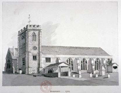 Church of St Edward the Confessor, Romford, Essex, c1800. Artist: Anon