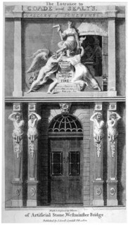 Entrance to Coade and Sealey's Gallery of Coade stone sculpture, Lambeth, London, 1802. Artist: Samuel Rawle