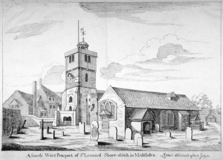 Old St Leonard's Church, Shoreditch, London, 1735. Artist: Bernard Lens