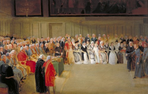 'Christ's Hospital, St Matthew's Day, 1798'. Artist: Thomas Stothard