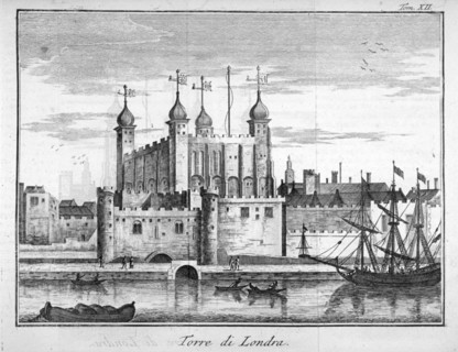 View of the Tower of London from the River Thames, 1742. Artist: Anon