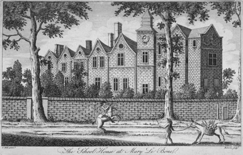 View of the school house at St Marylebone, London, c1780. Artist: H Roberts