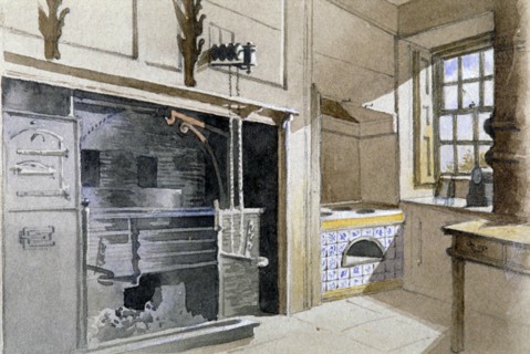 Kitchen range and Dutch oven, no 21 Austin Friars Street, City of London, 1885. Artist: John Crowther
