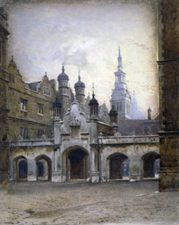 View of the new cloister in Christ's Hospital, Newgate Street, City of London, 1880. Artist: John Crowther