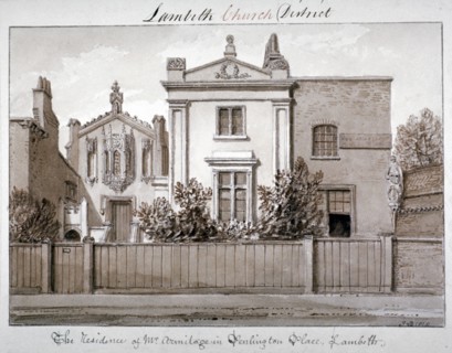 Mr Armitage's residence in Penlington Place, Lambeth, London, 1828. Artist: John Chessell Buckler