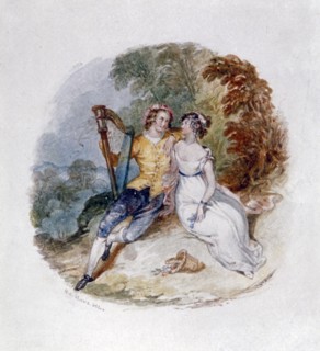 Two Lovers on a Bank with a Harp', 19th century. Artist: Henry Courtney Selous