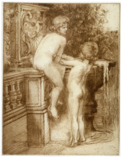 'Two Boys at a Water Fountain', c1864-1930. Artist: Anna Lea Merritt