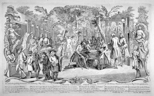 Scene at Spring Gardens, Vauxhall, London, 1741. Artist: M Ramano