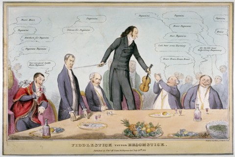'Fiddlestick versus broomstick', 1831. Artist: Anon